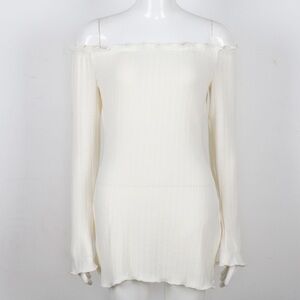 𝅺WHITE long sleeve off shoulder casual dress